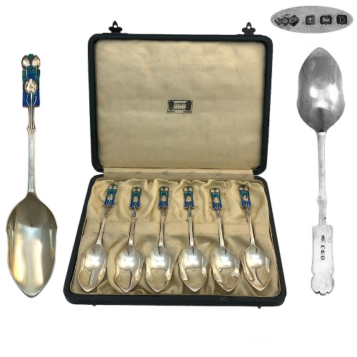 Set of 6 Liberty&Co. Enamel Tea Spoons 1928